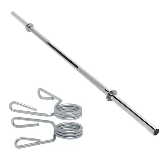 Barra Reta 1,80m Cromada, Maciça c/ Presilhas